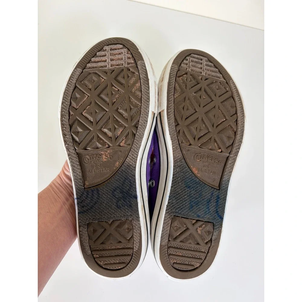 Converse All Star Lo Top Purple Casual Retro‎ Sneakers Youth Size 2